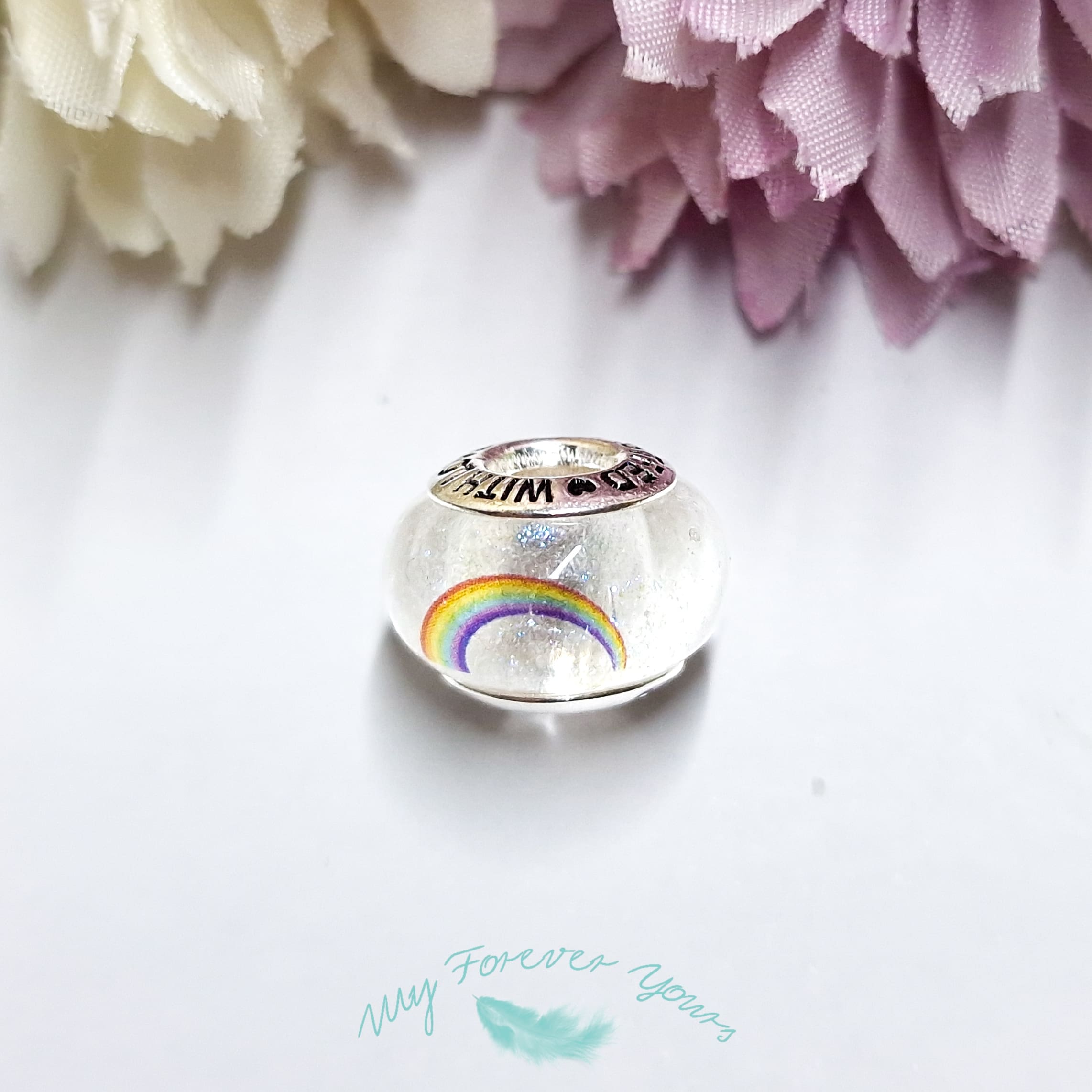 Breastmilk Charm Bead Rainbow Design - European Bracelet Compatible - Image 2