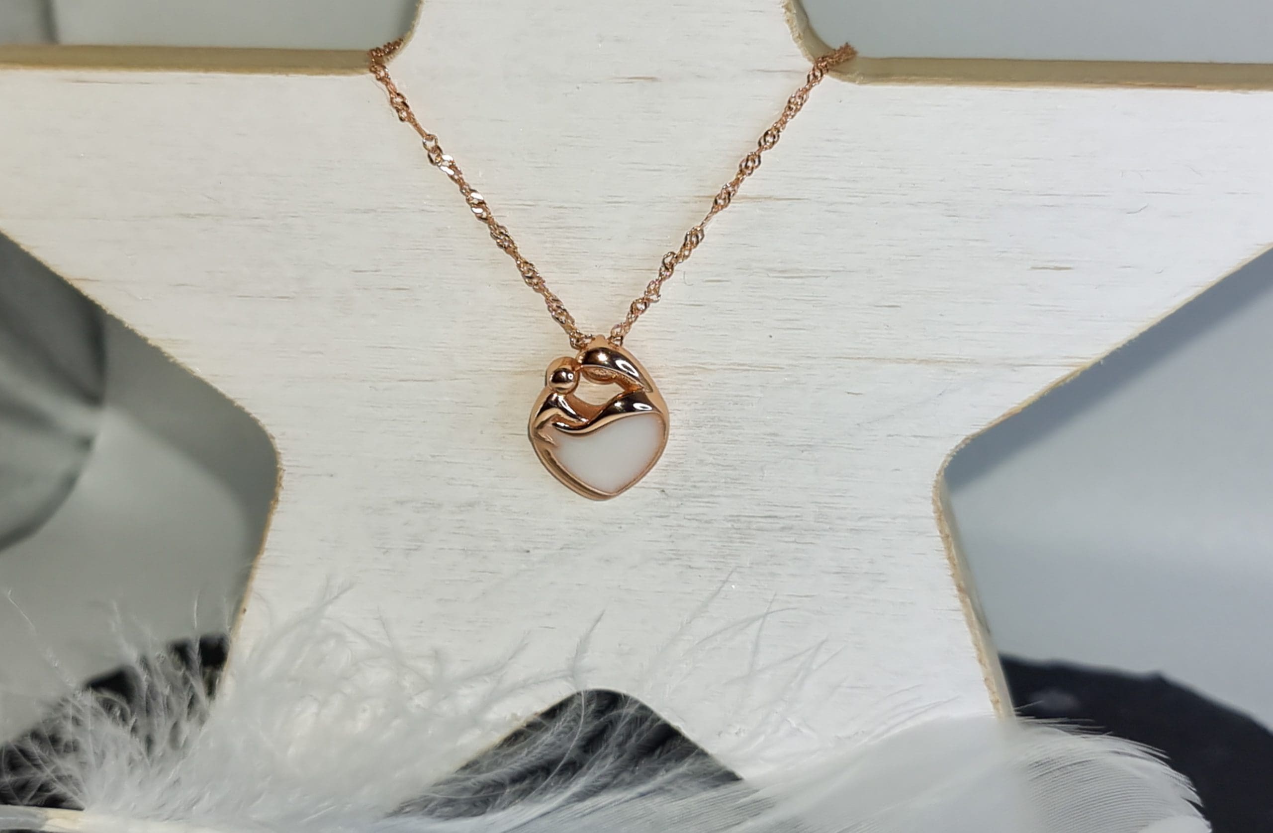 A Mothers Bond Necklace - Rose Gold Plated on Sterling Silver Pendant and Chain