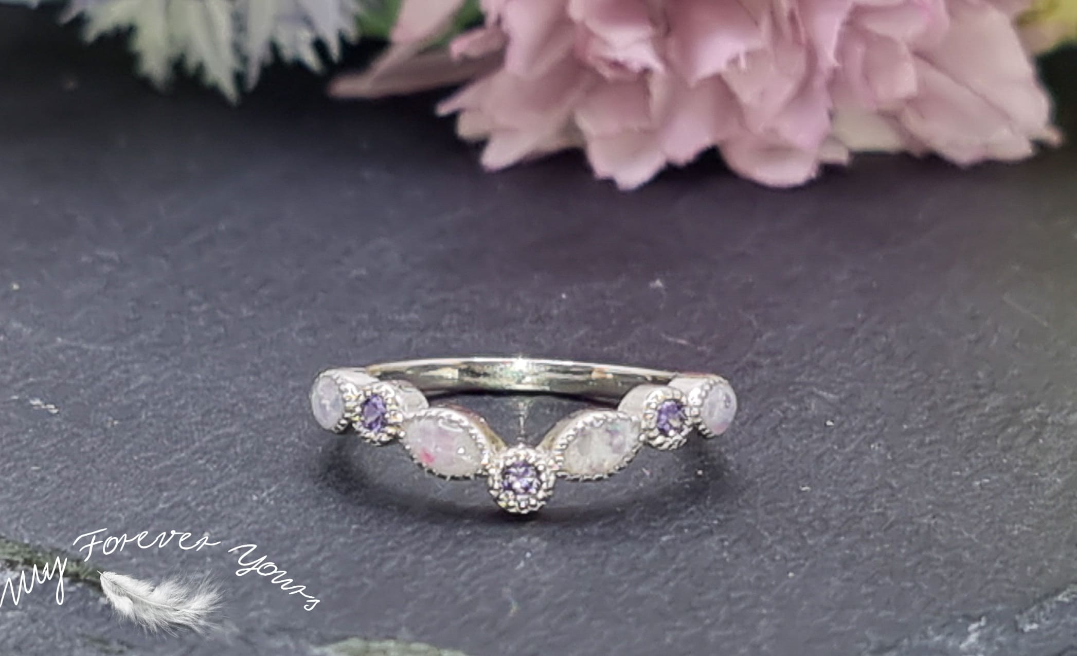 Eos Ring - Shaped Eternity Style Sterling Silver Cubic Zirconia Ring - Image 2