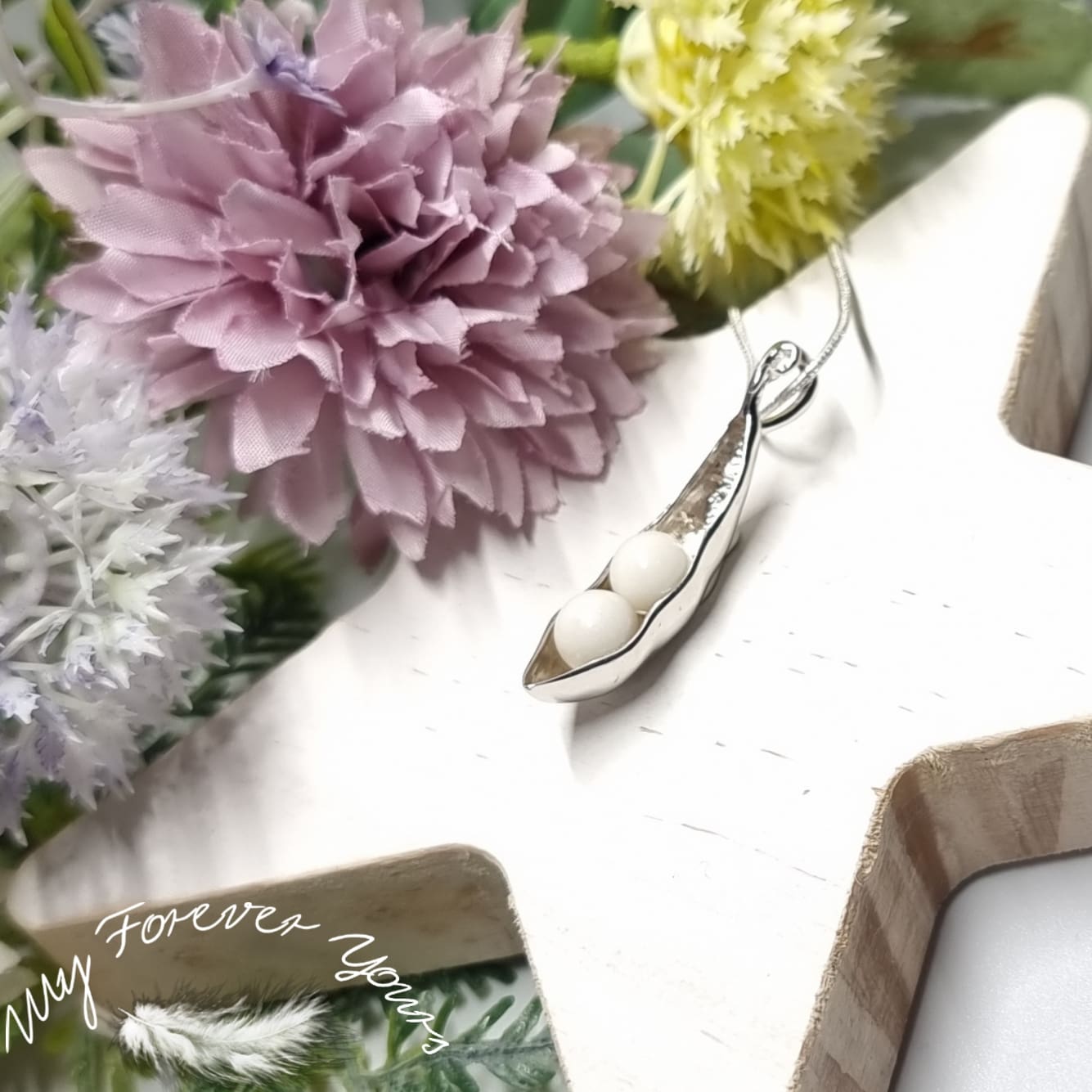 Breastmilk Necklace - Artemis Pea Pod Solid Sterling Silver - Image 3