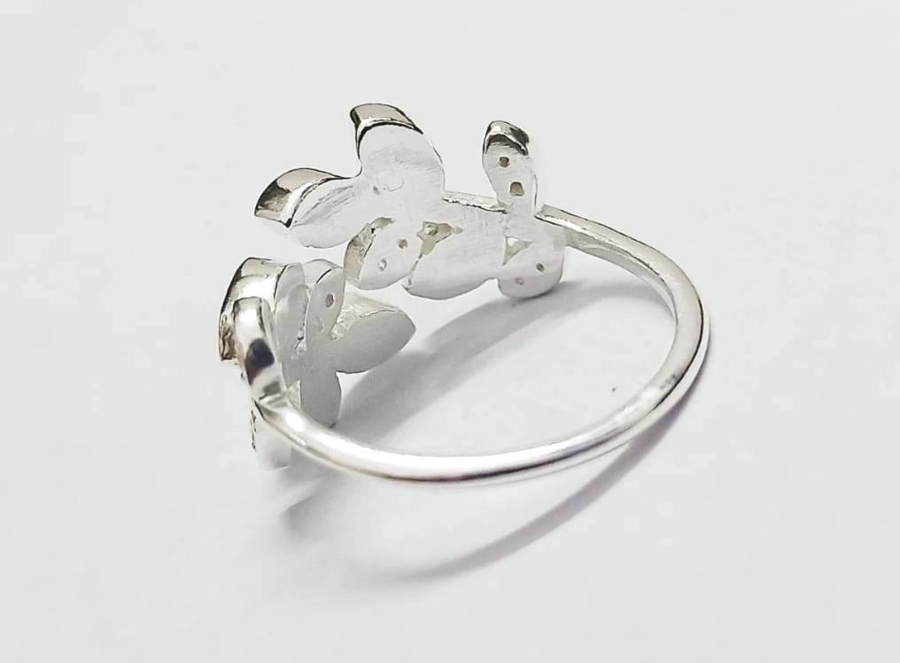 Antheia Ring - Leaf Design Sterling Silver Cubic Zirconia Ring - Image 4